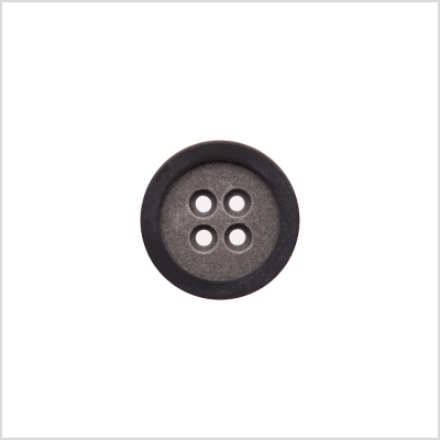Rimmed Gray 4-Hole Button - 32L/20mm | Mood Fabrics