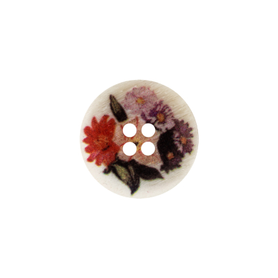 Italian Floral 4-Hole Button - 28L/18mm | Mood Fabrics