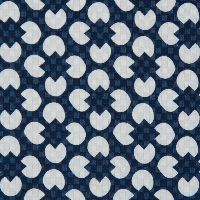 Navy/White Geometric Printed Cotton Dobby Jacquard | Mood Fabrics