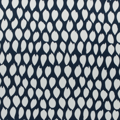 Navy/White Abstract Foliage Printed Cotton Sateen | Mood Fabrics