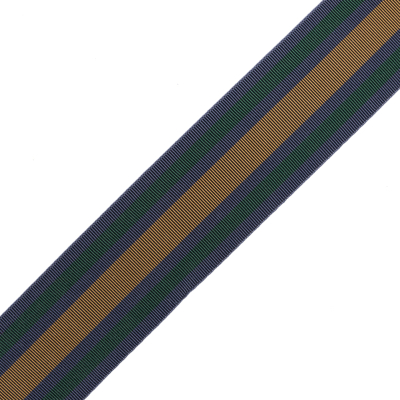 Italian Gray/Yellow/Green Striped Stretch Grosgrain Ribbon - 2