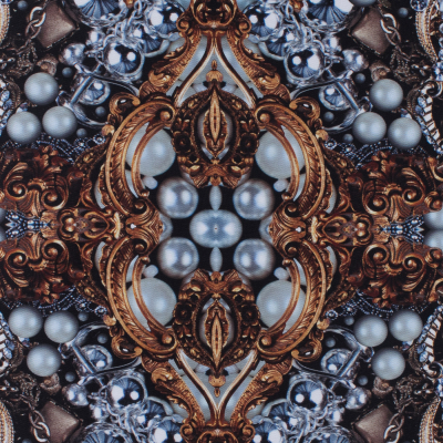 Digitally Printed Jewels and Gems on a Polyester Mikado/Twill | Mood Fabrics