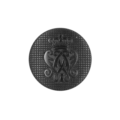 Black Italian Crest Zamac Button - 36L/23mm | Mood Fabrics