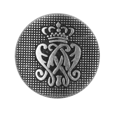 Italian Silver Crest Zamac Button - 44L/28mm | Mood Fabrics