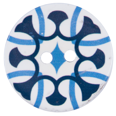 Italian Blue and White Coconut Button - 64L/40.5mm | Mood Fabrics