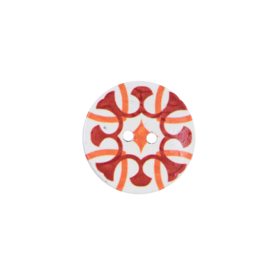 Italian Red, Orange and White Coconut Button - 24L/15mm | Mood Fabrics