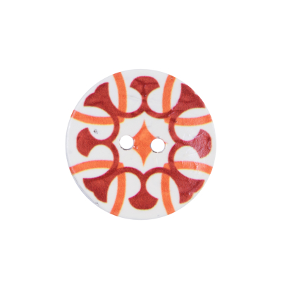 Italian Red, Orange and White Coconut Button - 36L/23mm | Mood Fabrics