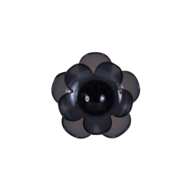 Italian Black Floral Shank-Back Button - 32L/20mm | Mood Fabrics