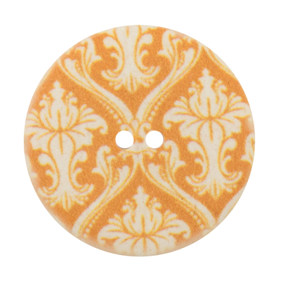 Italian Pale Marigold Damask Printed Button - 54L/34mm | Mood Fabrics