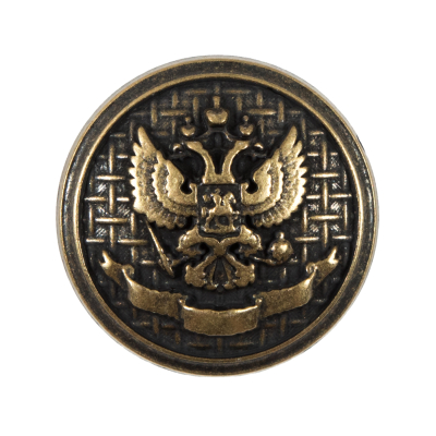 Italian Antique Gold Button Button with Double-Headed Eagle Emblem - 44L/28mm | Mood Fabrics