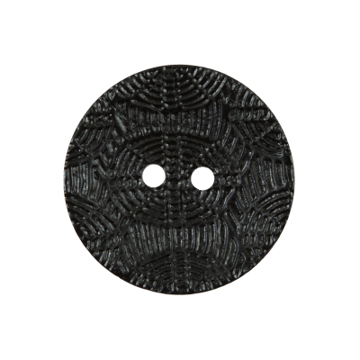 Italian Black Etched Coconut Button - 40L/25.5mm | Mood Fabrics