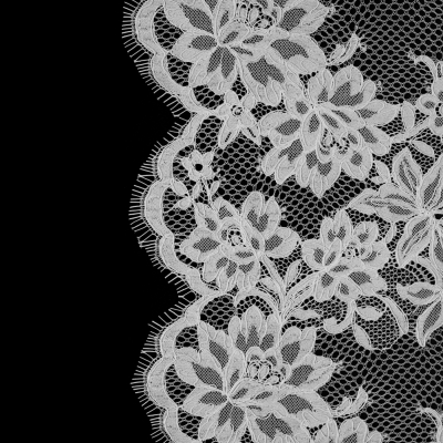 White Floral Fancy Corded Lace with Scalloped Eyelash Edges | Mood Fabrics