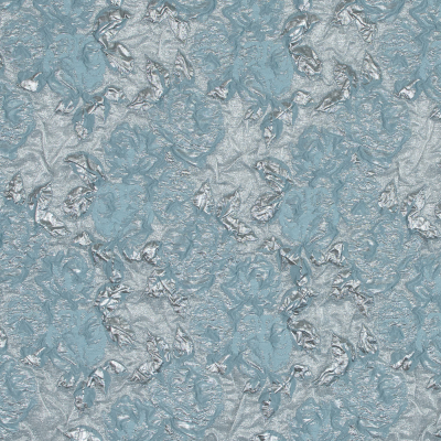 Metallic Silver and Aqua Rose Brocade | Mood Fabrics