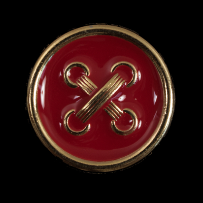 Italian Red and Gold Metal Button - 44L/28mm | Mood Fabrics
