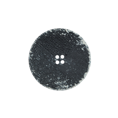 Italian Black and Natural Textured 4-Hole Button - 36L/23mm | Mood Fabrics