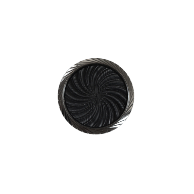 Italian Black and Silver Plastic Shank Back Button - 24L/15mm | Mood Fabrics