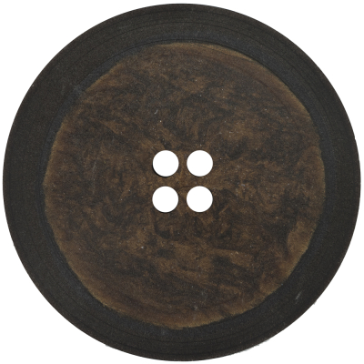 Italian Black and Brown 4-Hole Plastic Button - 90L/57mm | Mood Fabrics