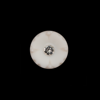 Italian Beige Floral Rhinestone-Centered Nylon Button - 24L/15mm | Mood Fabrics