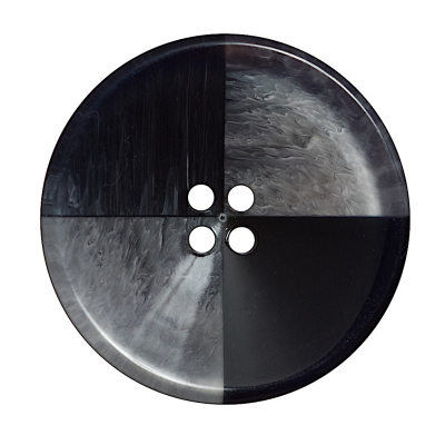 Italian Black and Clear Coconut 4-Hole Button - 54L/34mm | Mood Fabrics
