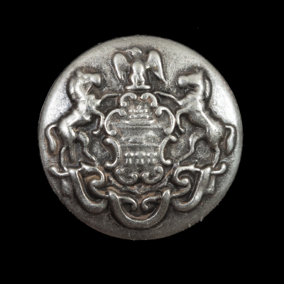 Italian Silver Metal Crest Button - 44L/28mm | Mood Fabrics