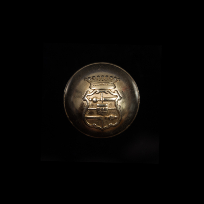 Italian Gold Metal Crest Button - 24L/15mm | Mood Fabrics