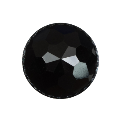 Italian Black Plated Bevel-Cut Button - 40L/25.5mm | Mood Fabrics