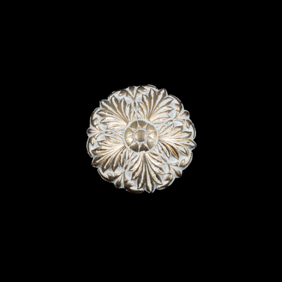 Italian White and Gold Floral Metal Shank Back Button - 24L/15mm | Mood Fabrics