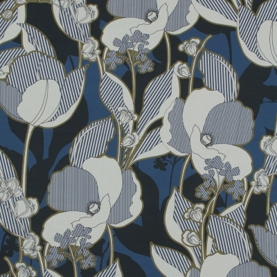 Mood Exclusive Fleurs en Bleu Cotton Poplin | Mood Fabrics