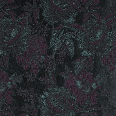 Aubergine and Forest Green Luxury Floral Metallic Brocade | Mood Fabrics