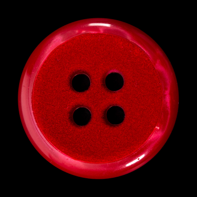 Italian Red 4-Hole Velvet-Faced Plastic Button - 54L/34mm | Mood Fabrics