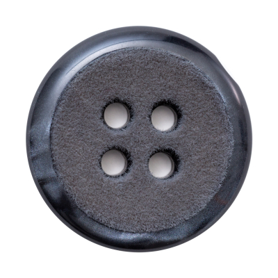 Italian Dark Charcoal 4-Hole Velvet-Faced Plastic Button - 54L/34mm | Mood Fabrics