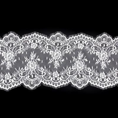 White Fine Floral Lace with Scalloped Eyelash Edges - 9.5