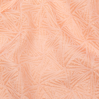 Luminous Coral Geometric Double-Layer Creped Organza Brocade | Mood Fabrics