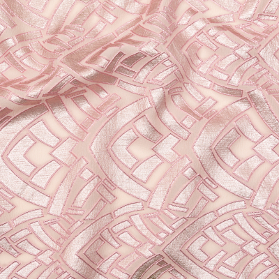 Metallic Pink Geometric Luxury Brocade | Mood Fabrics