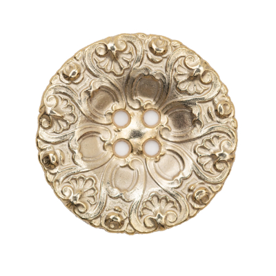 Italian Gold Ornate Metal Zamac Button - 44L/28mm | Mood Fabrics