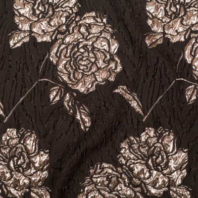Metallic Rose Gold and Black Rosy Luxury Brocade | Mood Fabrics