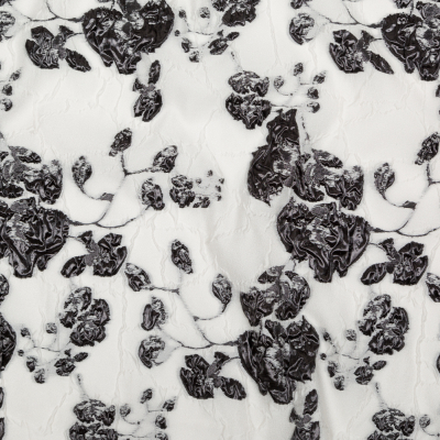 Metallic Black and White Alyssum Rosy Luxury Brocade | Mood Fabrics