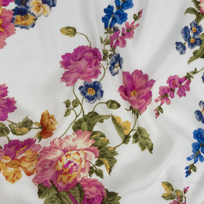 Mood Exclusive White Flores de la Toscana Gauzy Viscose Crepe | Mood Fabrics