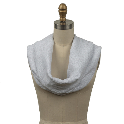 Adile Heathered Pale Gray Tubular Cotton 2x2 Rib Knit | Mood Fabrics