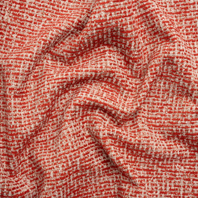 Crypton Ruby and Beige Tweed Polyester Upholstery Chenille | Mood Fabrics