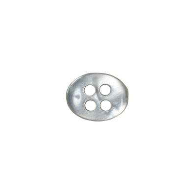 Silver Iridescent 4-Hole Oval-Shaped Plastic Button - 20L/12.5mm | Mood Fabrics