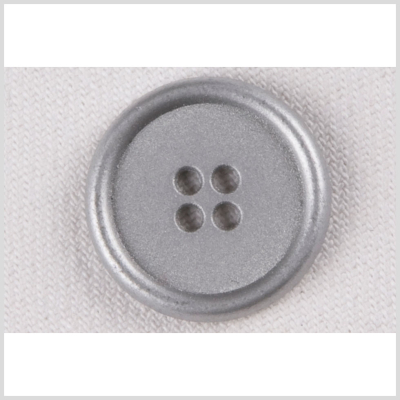 Silver 4-Hole Metal Coat Button with Rounded Rim - 36L/23mm | Mood Fabrics
