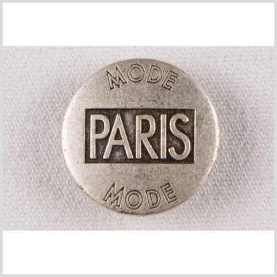 Silver Paris Mode Engraved Metal Shank-Back Coat Button - 28L/18mm | Mood Fabrics