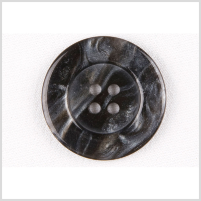 Black and Gray Abstract 4-Hole Plastic Button - 36L/23mm | Mood Fabrics