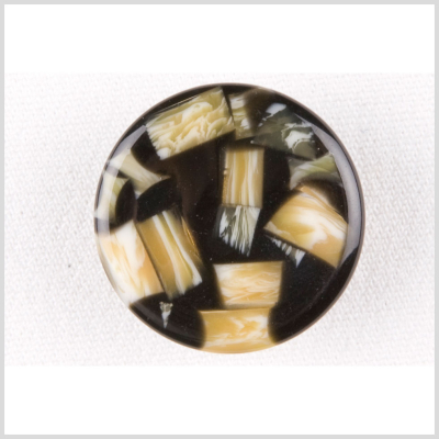 Black/Beige Plastic Button - 36L/23mm | Mood Fabrics