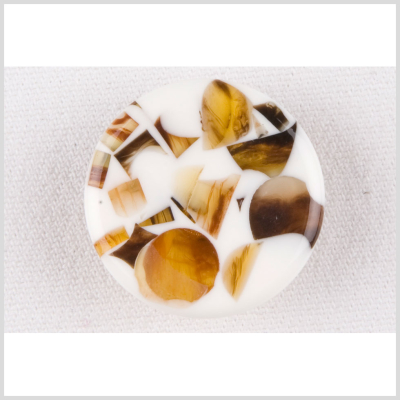 White and Amber Plastic Button - 44L/28mm | Mood Fabrics