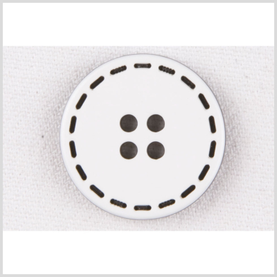 White/Black Plastic Button - 24L/15mm | Mood Fabrics