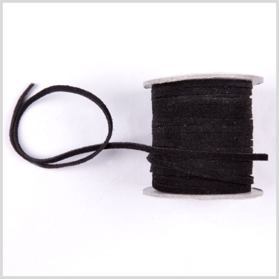 Black Suede Cord - 3 x 1.5 mm | Mood Fabrics