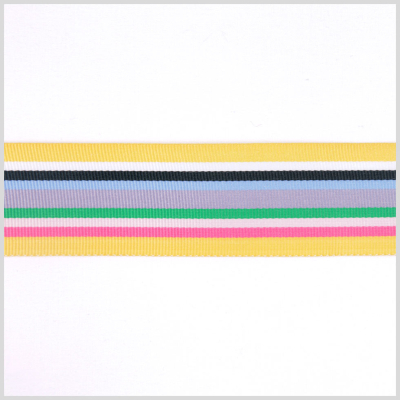 Yellow Combo Striped Grosgrain Ribbon | Mood Fabrics