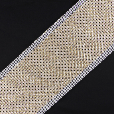 Crystal Gold Plated On White Netting Metal & Czech Rhinestone | Mood Fabrics
